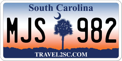 SC license plate MJS982
