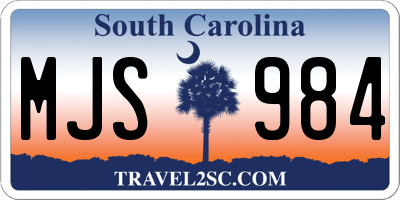 SC license plate MJS984