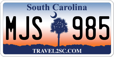 SC license plate MJS985