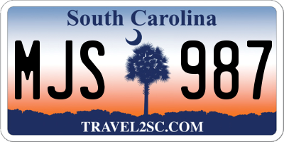 SC license plate MJS987