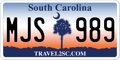 SC license plate MJS989