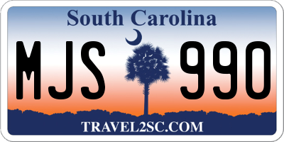 SC license plate MJS990