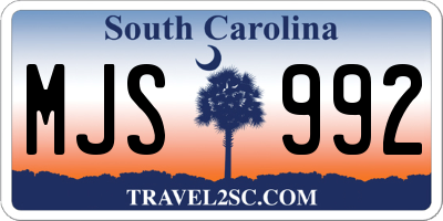 SC license plate MJS992