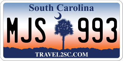 SC license plate MJS993
