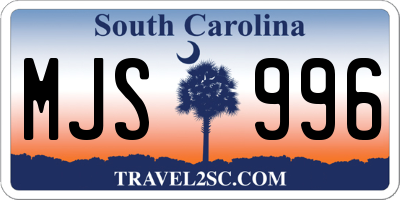 SC license plate MJS996