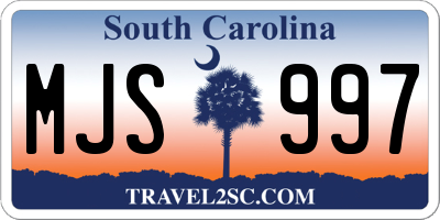 SC license plate MJS997
