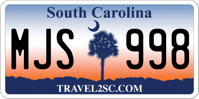 SC license plate MJS998