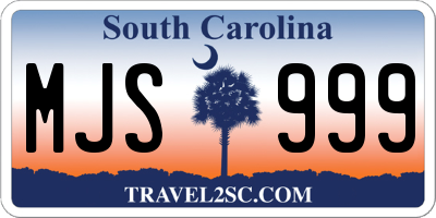 SC license plate MJS999