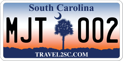 SC license plate MJT002