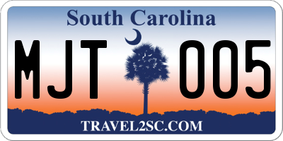 SC license plate MJT005