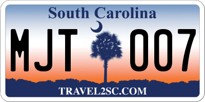 SC license plate MJT007