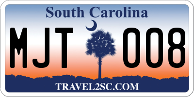 SC license plate MJT008