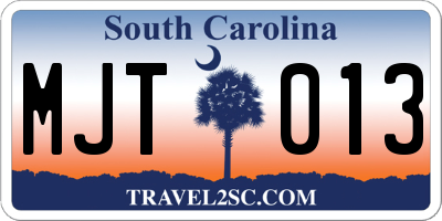 SC license plate MJT013