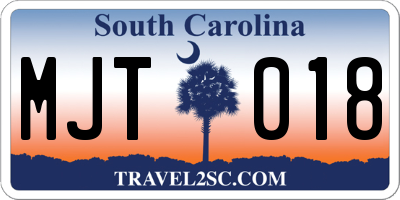 SC license plate MJT018