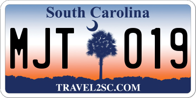 SC license plate MJT019