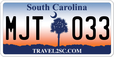 SC license plate MJT033