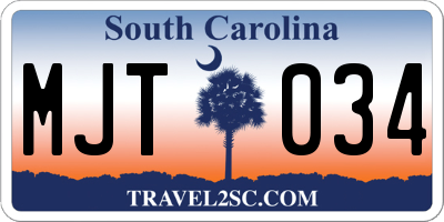SC license plate MJT034