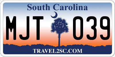 SC license plate MJT039