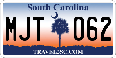 SC license plate MJT062