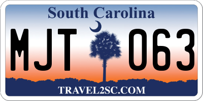 SC license plate MJT063