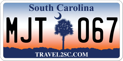 SC license plate MJT067