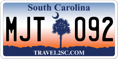 SC license plate MJT092