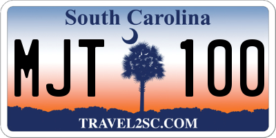 SC license plate MJT100