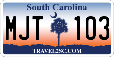 SC license plate MJT103
