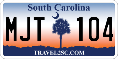 SC license plate MJT104
