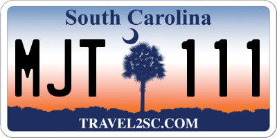 SC license plate MJT111