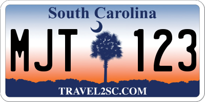 SC license plate MJT123