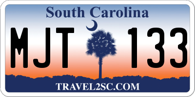 SC license plate MJT133