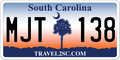 SC license plate MJT138