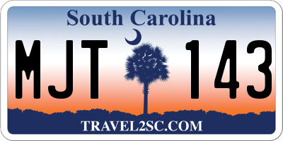SC license plate MJT143
