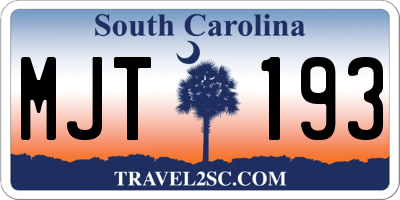 SC license plate MJT193