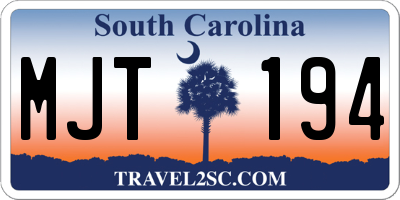 SC license plate MJT194