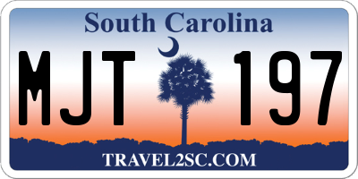 SC license plate MJT197