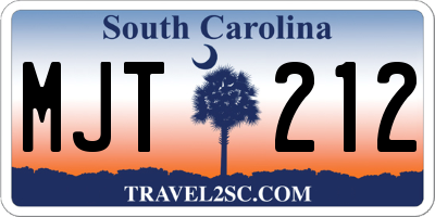 SC license plate MJT212