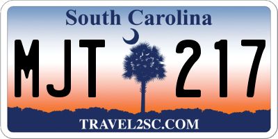 SC license plate MJT217