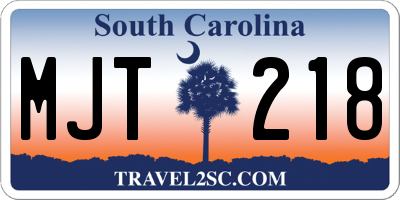 SC license plate MJT218
