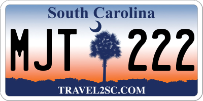 SC license plate MJT222