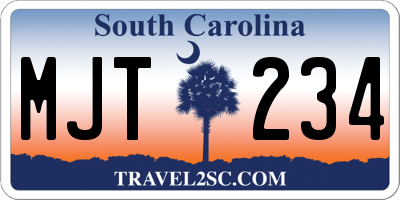 SC license plate MJT234