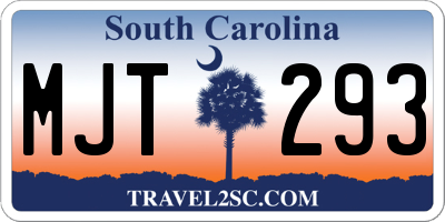 SC license plate MJT293
