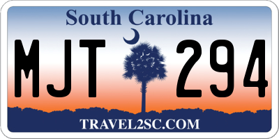 SC license plate MJT294