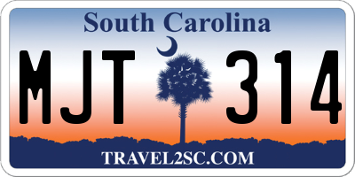 SC license plate MJT314