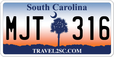 SC license plate MJT316
