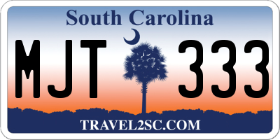 SC license plate MJT333