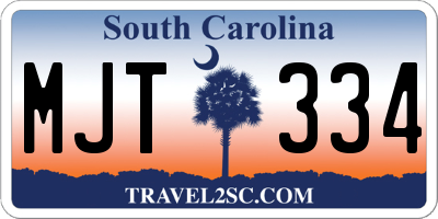 SC license plate MJT334