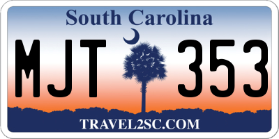 SC license plate MJT353