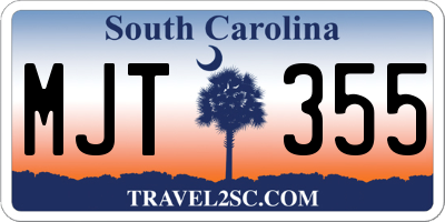 SC license plate MJT355